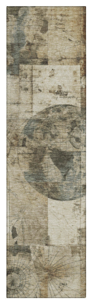 Machine Washable Indoor/Outdoor Chantille ACN1905 Taupe 2'3" x 7'6" Runner Rug