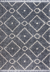 Mercer Shag Plush Tassel Moroccan Diamond Area Rug, Denim Blue/Cream, 3 X 5