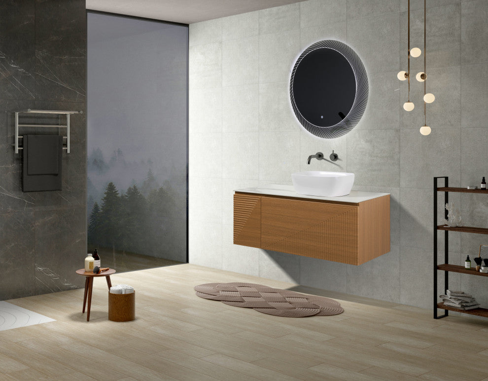 Simon Series Wall Mount Vanity With a Porcelain Vessel Sink, 48"
