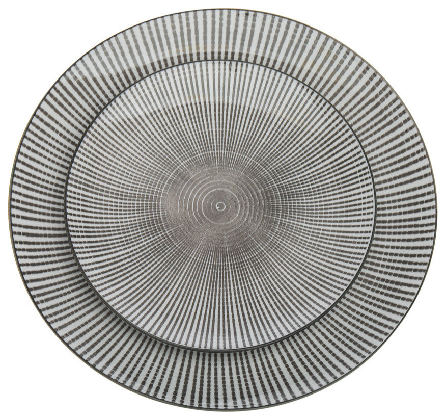 Laura Porcelain 12 Piece Dinnerware Set, Grey