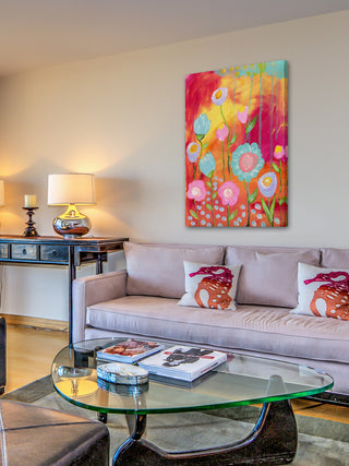 "Flowers Sunset" Painting Print on Wrapped Canvas