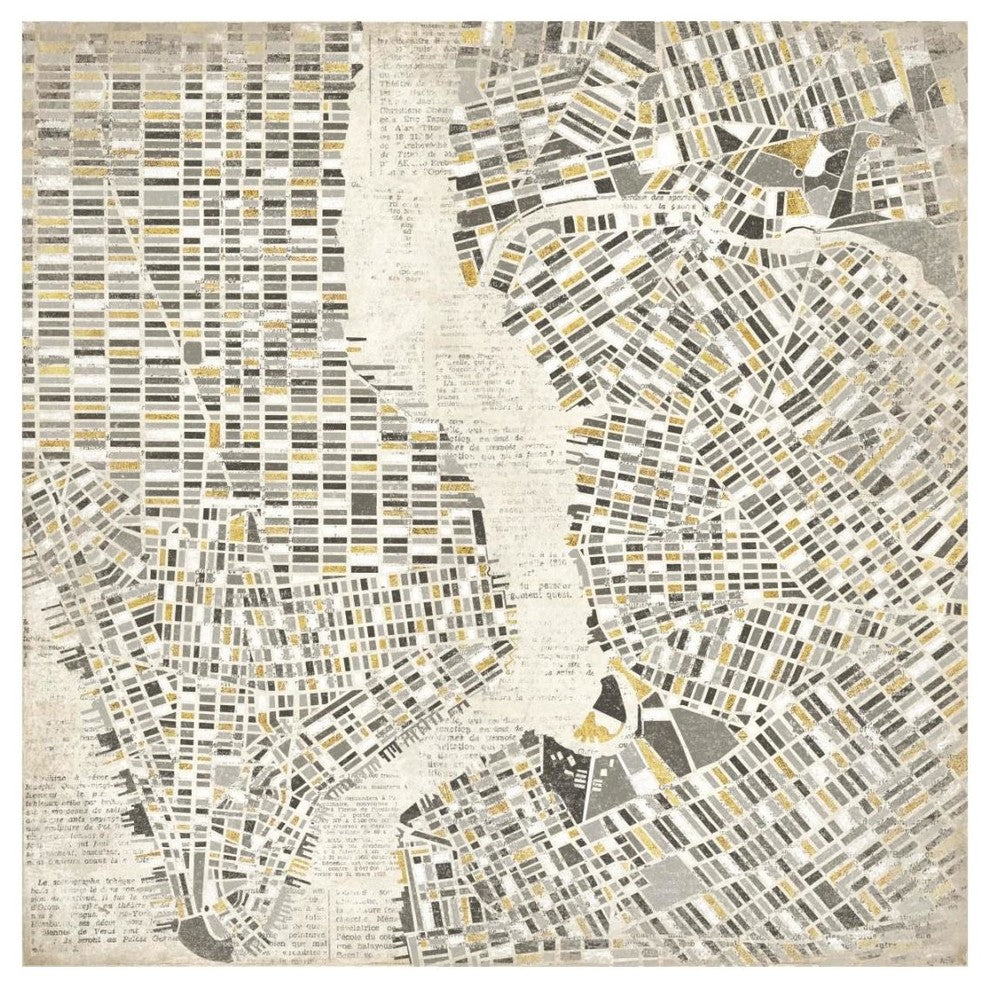 "Neutral New York Map" Digital Paper Print by Laura Marshall, 20"x20"