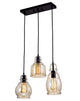 Lynn 3-Light Cognac Glass Cluster Pendant, Antique Black
