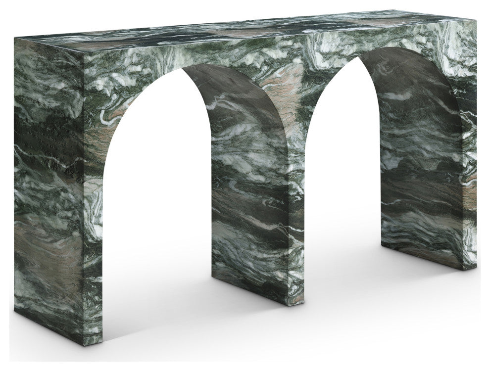 Faenza Concrete Console Table, Green, Marble Finish