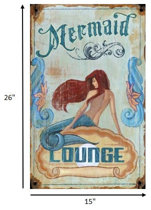 Vintage Mermaid Lounge Advertisement Wall Decor