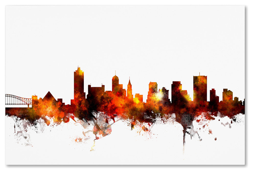 Michael Tompsett ''Memphis Tennessee Skyline Red'' Canvas Art, 12x19