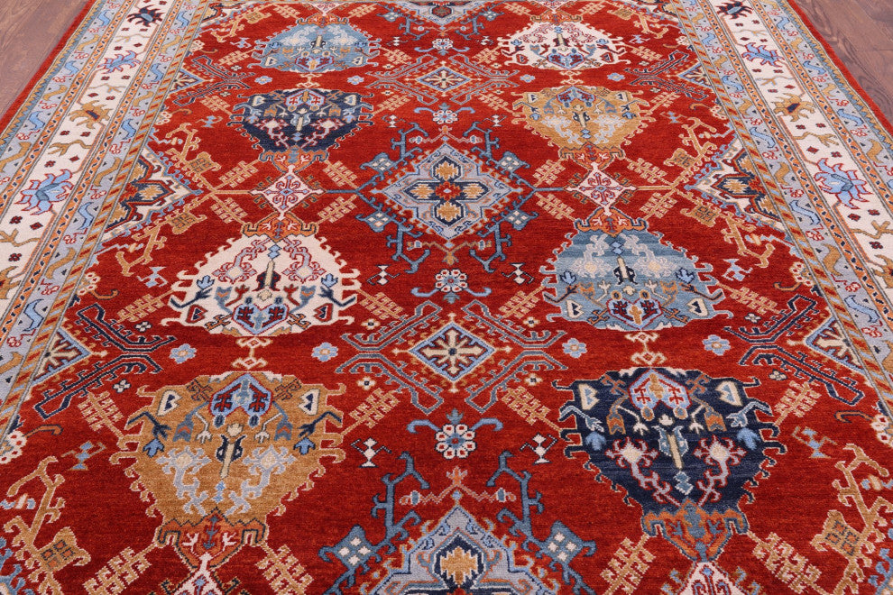 8' 1" X 10' 1" Handmade Super Kazak Wool Rug Q9506