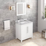 Cade Contemporary 30" White Single Undermount Sink Vanity With Marble Top