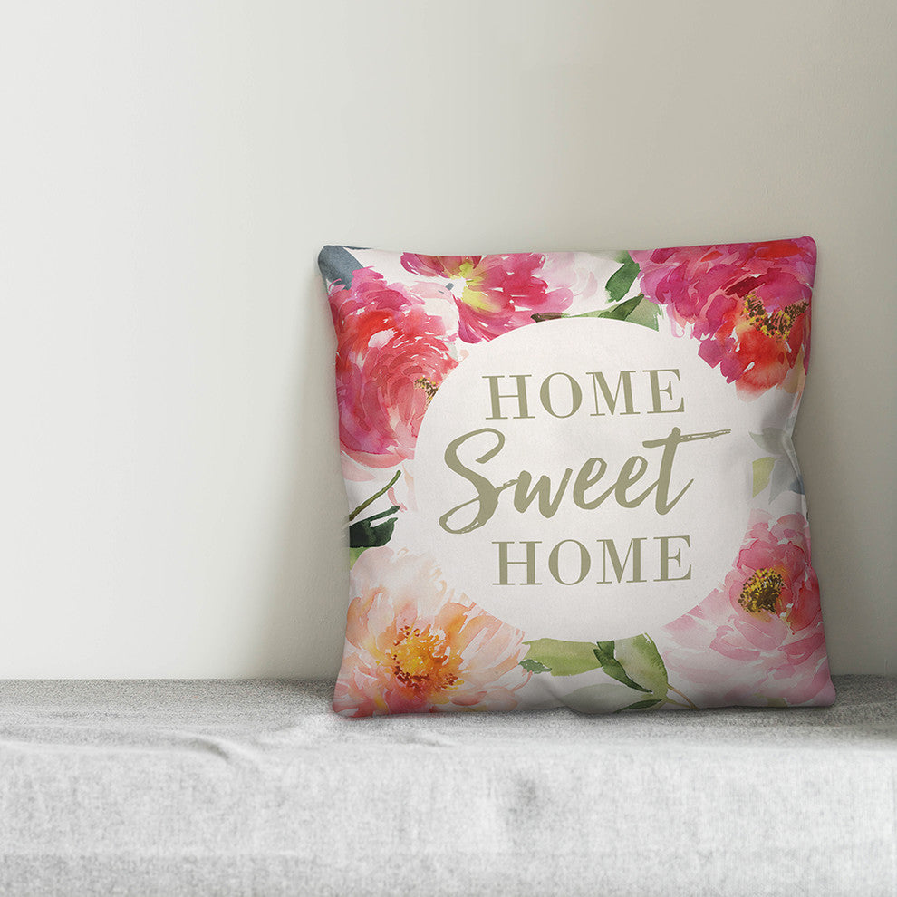 Home Sweet Home Floral 20x20 Throw Pillow