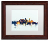 Michael Tompsett 'Edmonton Canada Skyline Blue' Matted Framed Art, 11x14