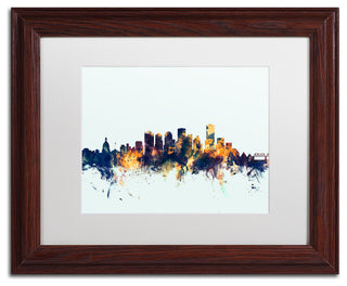 Michael Tompsett 'Edmonton Canada Skyline Blue' Matted Framed Art, 11x14