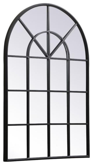 Elegant Decor Motif 47" x 32" Mid Century Metal Windowpane Frame Mirror in Black