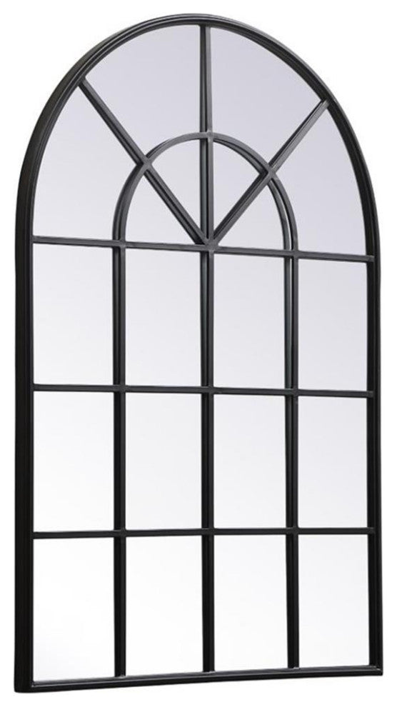 Elegant Decor Motif 47" x 32" Mid Century Metal Windowpane Frame Mirror in Black