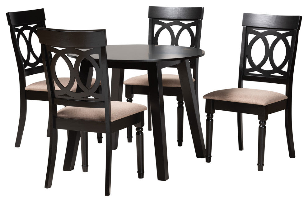 Jemina 5-Piece Dining Set, Beige/Dark Brown