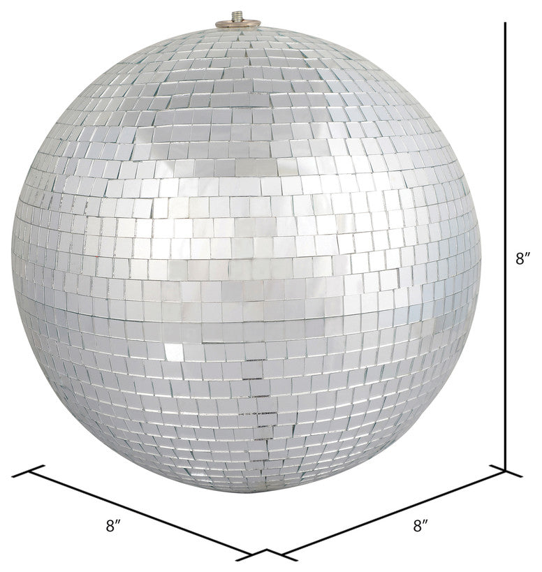 Vickerman N183407 8" Silver Mirror Ball Ornament, 4 Per Bag