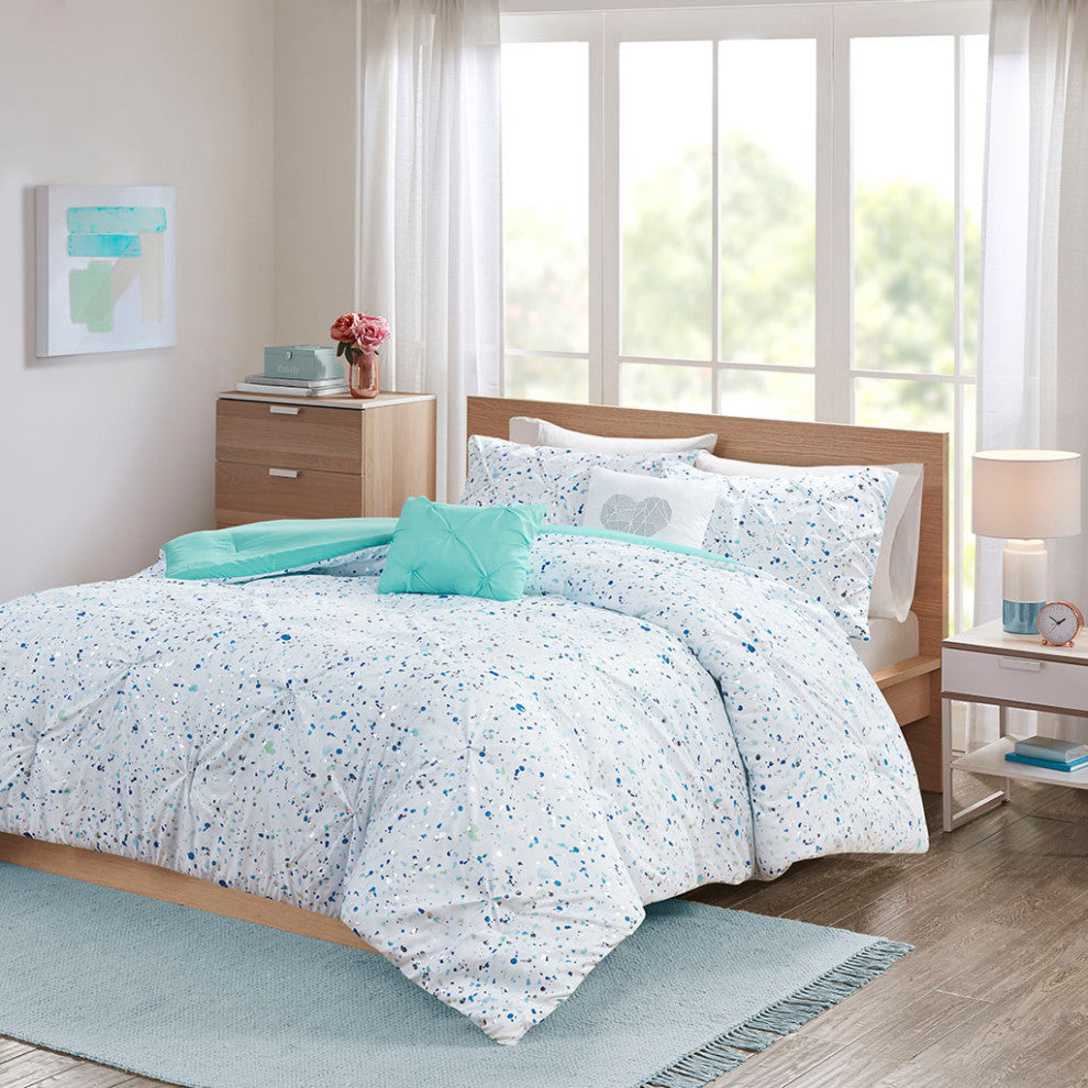 Intelligent Design Abby Glam Bedding Set, Aqua Blue, Twin/Twin Xl, Comforter Set