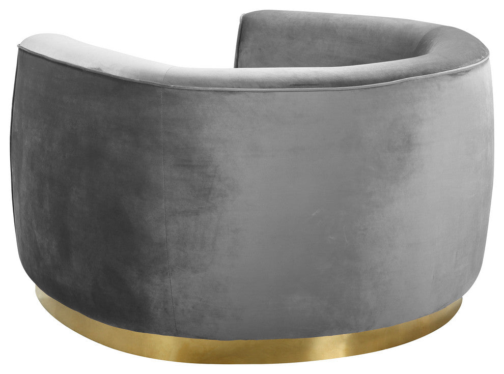 Julian Velvet Upholstered Chair, Gray, Gold Base