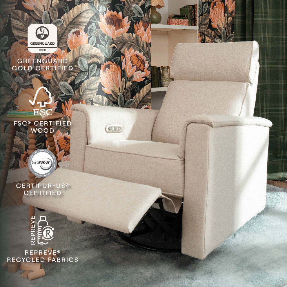 Willa Plus Power Glider Recliner w/ Power Headrest, Performance Beach Eco-Weave