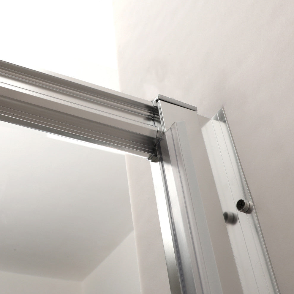 48" W x 72" H Semi-Frameless Single Sliding Shower Door, Chrome