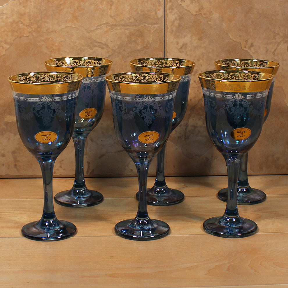 Set of 6 Goblets, Royal Corona Designs, Blue