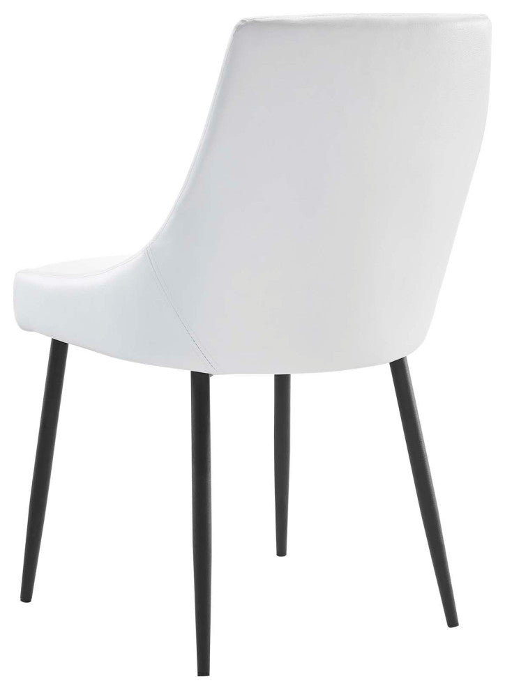 Side Dining Chair, Set of 2, Faux Vegan Leather, Black White, Modern, Bistro