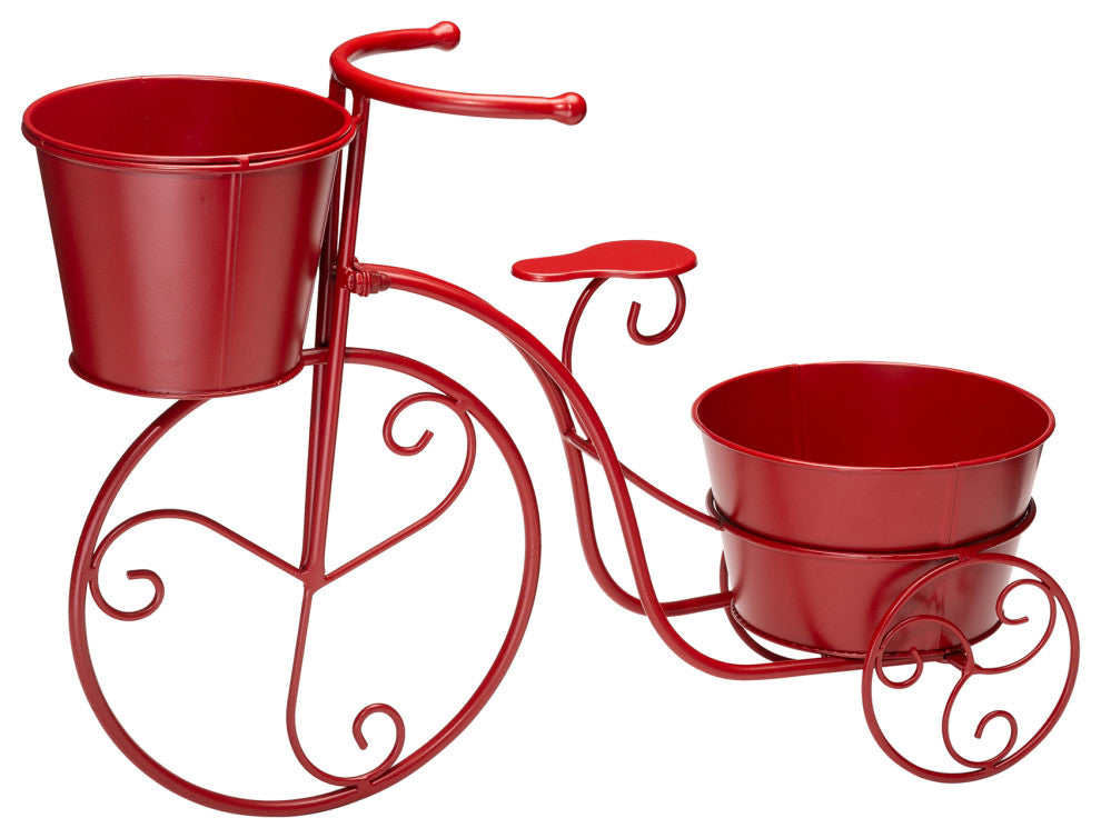 21.5"L Metal Bicycle Plant Stand, Red