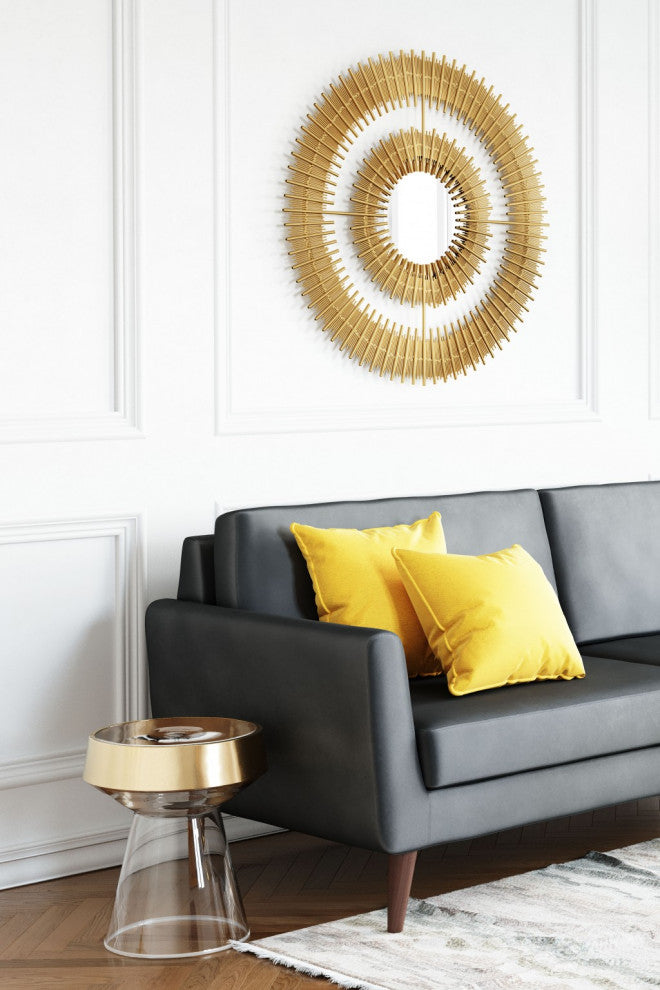 Gold Sunflower Round Mirror