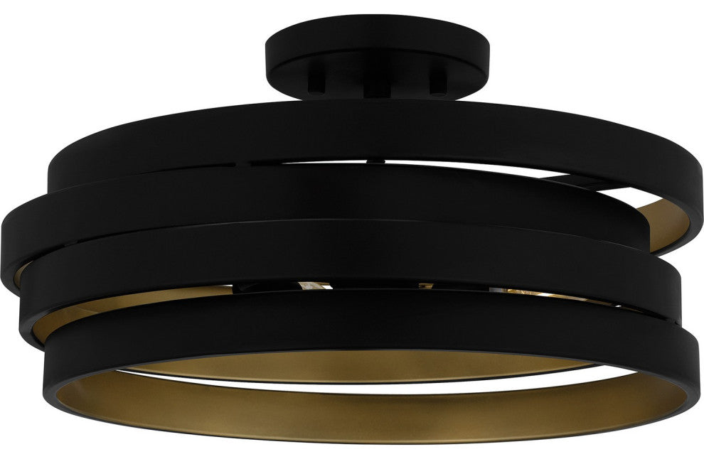 Three Light Semi Flush Mount in Matte Black