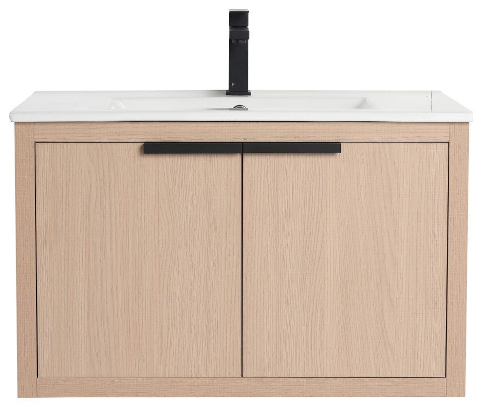 Fine Fixtures Kingsford Vanity Sink Included, White Oak, 30", Doors