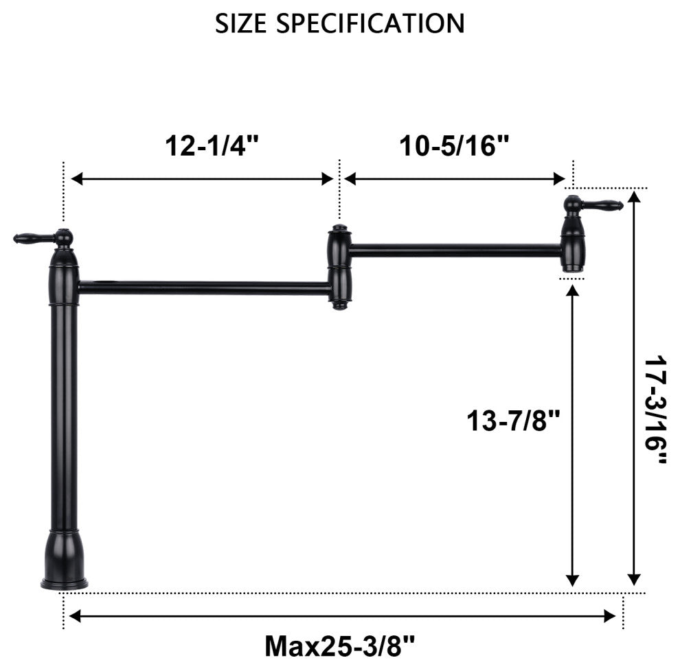 Copper Pot Filler Kitchen Faucet Deck-Mounted, Matte Black