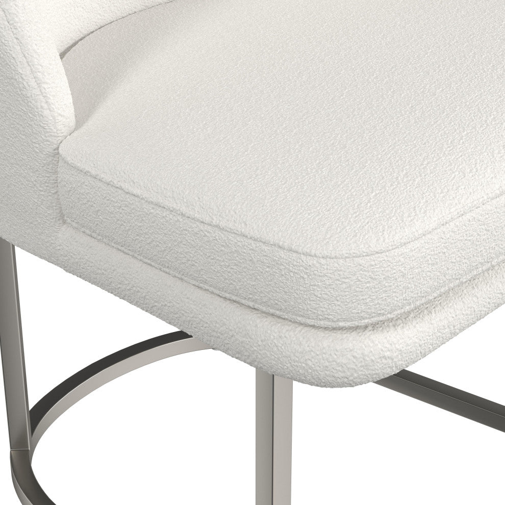 Pearl Dining Chair - Bone Fabric/Brushed Silver