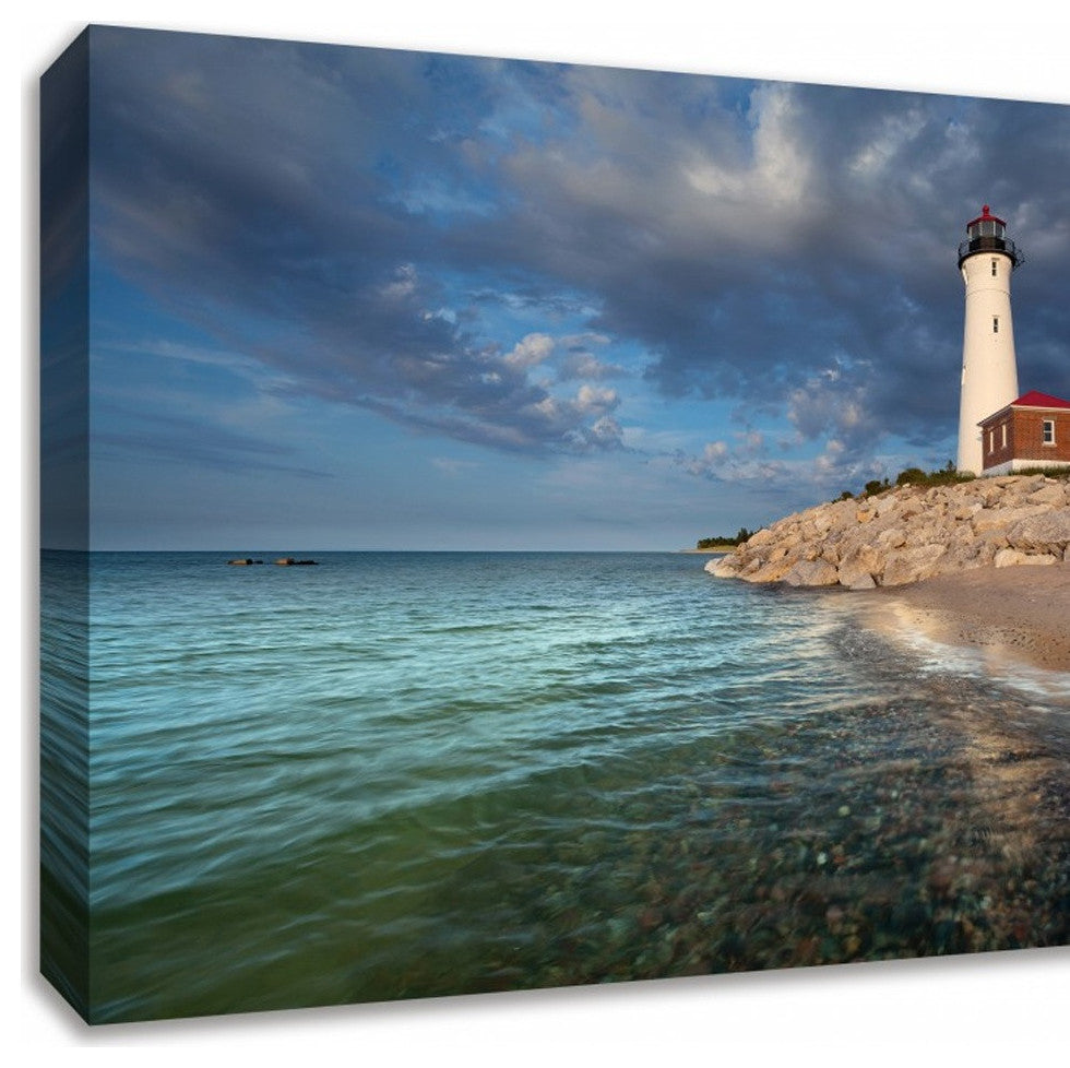 36" Beach With White Light House 1 Giclee Wrap Canvas Wall Art
