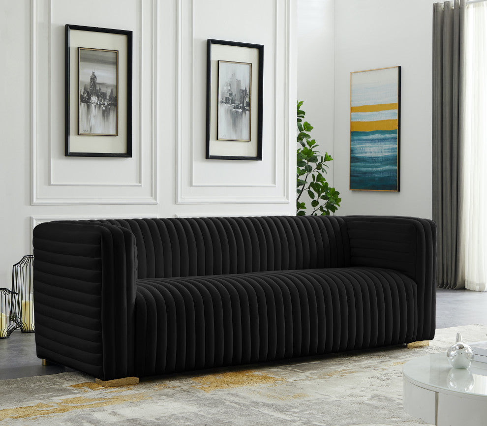 Ravish Velvet Upholstered Chair, Black, Sofa