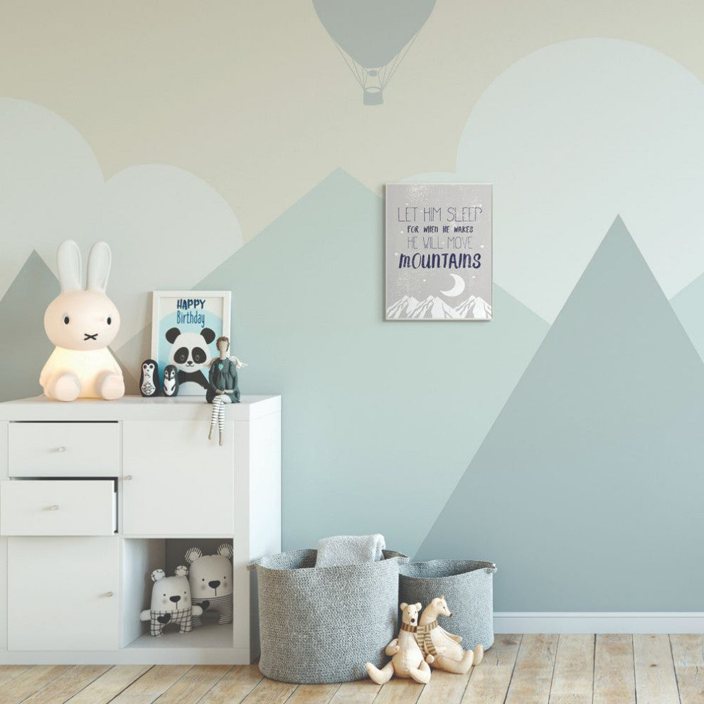 The Kids Room by Stupell Let Him Sleep Blue Mountains Kids Word Design, 10 x 15