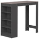 Contemporary Wood Small Bar Table With Shelving, Black/Faux Concrete
