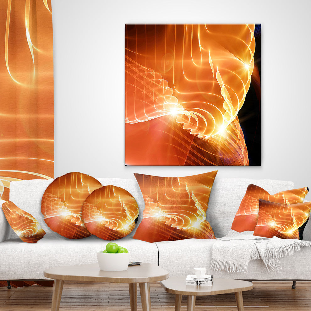Bright Yellow 3D Abstract Design Contemporary Abstract Throw Pillow, 18"x18"
