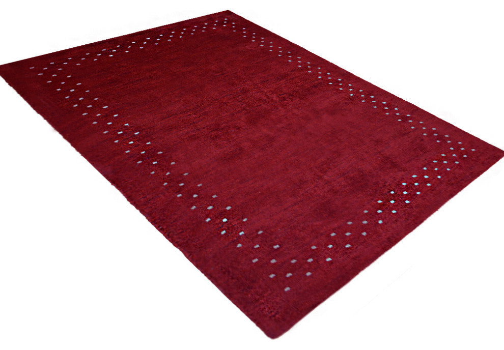 HAND KNOTTED LOOM SILK ECO-FRIENDLY AREA RUGS -8'x10',Rectangle,Red,Contemporary
