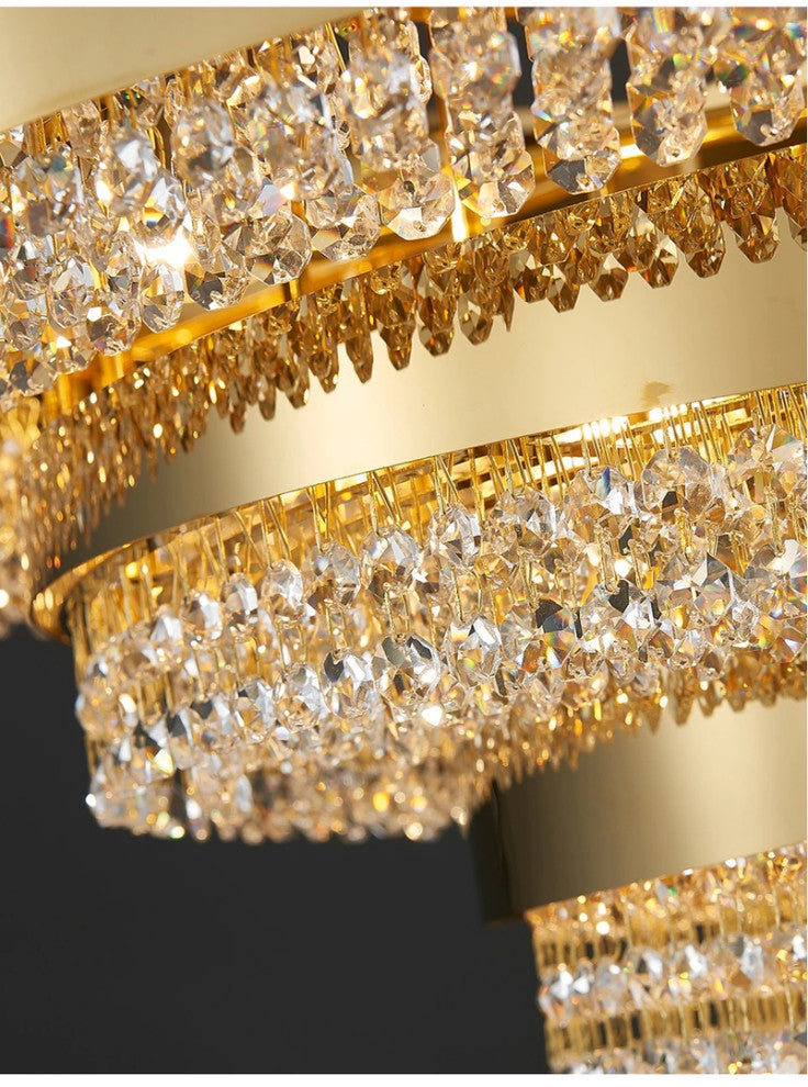 Gold hanging crystal ceiling chandelier for living room, dining room, bedroom