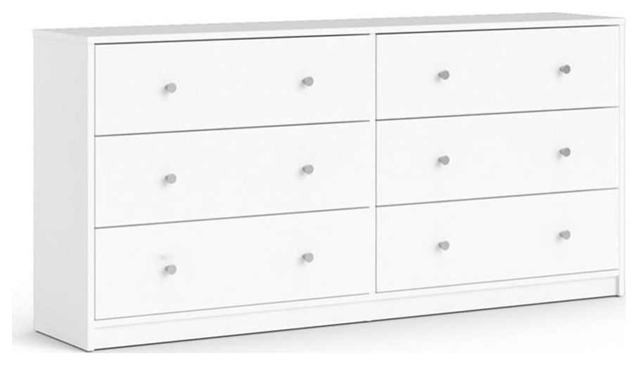 3 Piece Modern Wood Dresser and Nightstand Bedroom Set in White