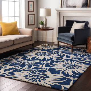 Premium Machine Washable Mayfield AMF551 Navy 3' x 5' Rug