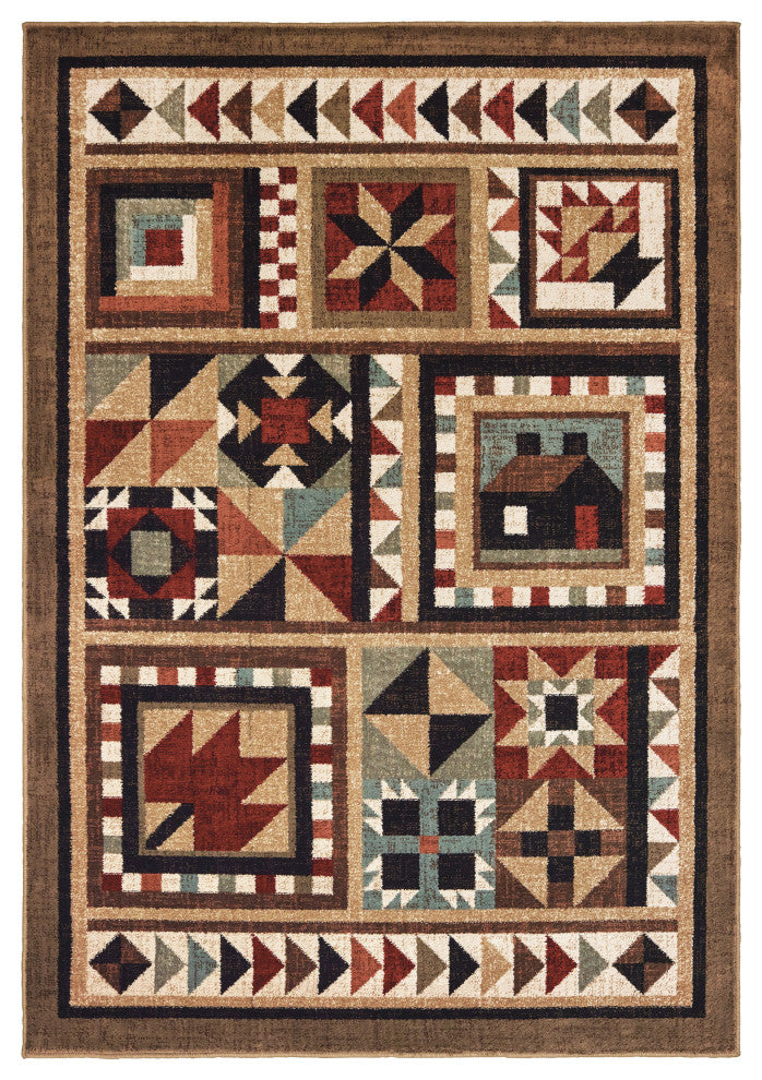 Oriental Weavers Woodlands Brown/Multi Southwest/Lodge Indoor Area Rug 6'7"X9'2"