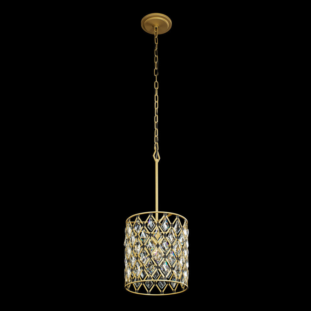 Windsor 1-Lt Crystal Pendant - French Gold/Matte Black