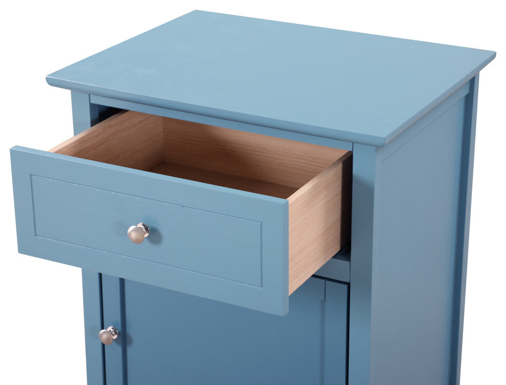 Izzy 1-Drawer, 1-Door Nightstand, Cherry, Teal