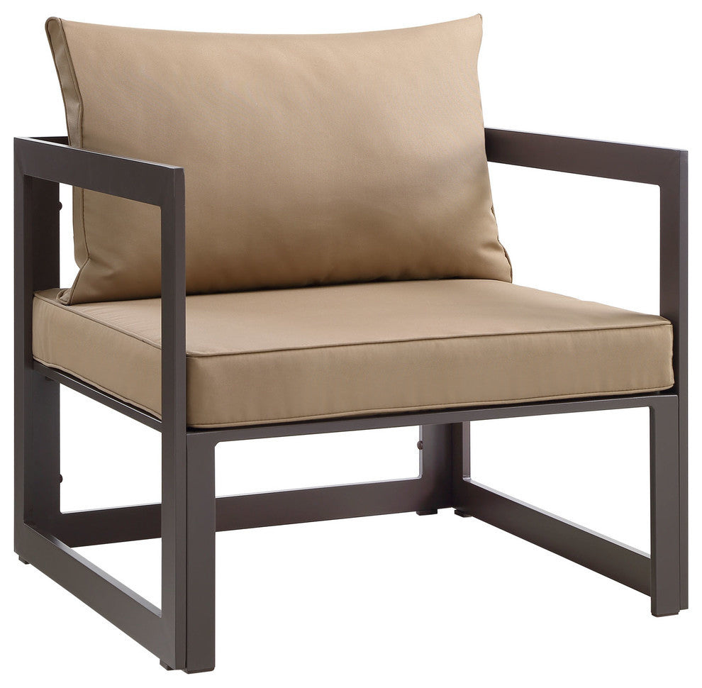 Modern Urban Contemporary Outdoor Patio Sectional Sofa, Mocha Fabric, Set of 6
