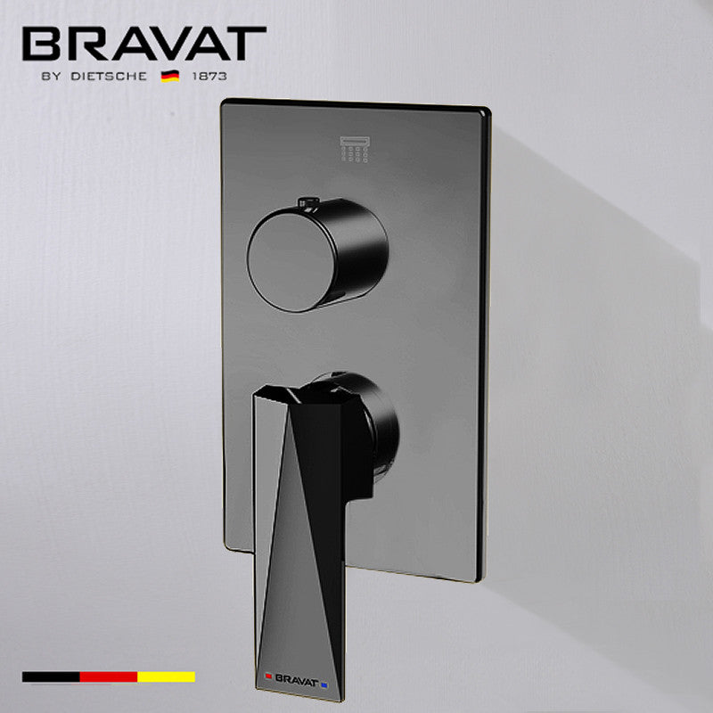 Bravat Dark Oil Rubbed Bronze Square Shower Set, Valve Mixer 3-Way Concealed