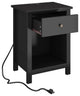 Nightstand with Charging Station, Drawer and Storage Space