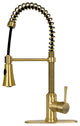 Copper Pre-Rinse Spring Kitchen Faucet with Pull Down Sprayer, Brushed Gold