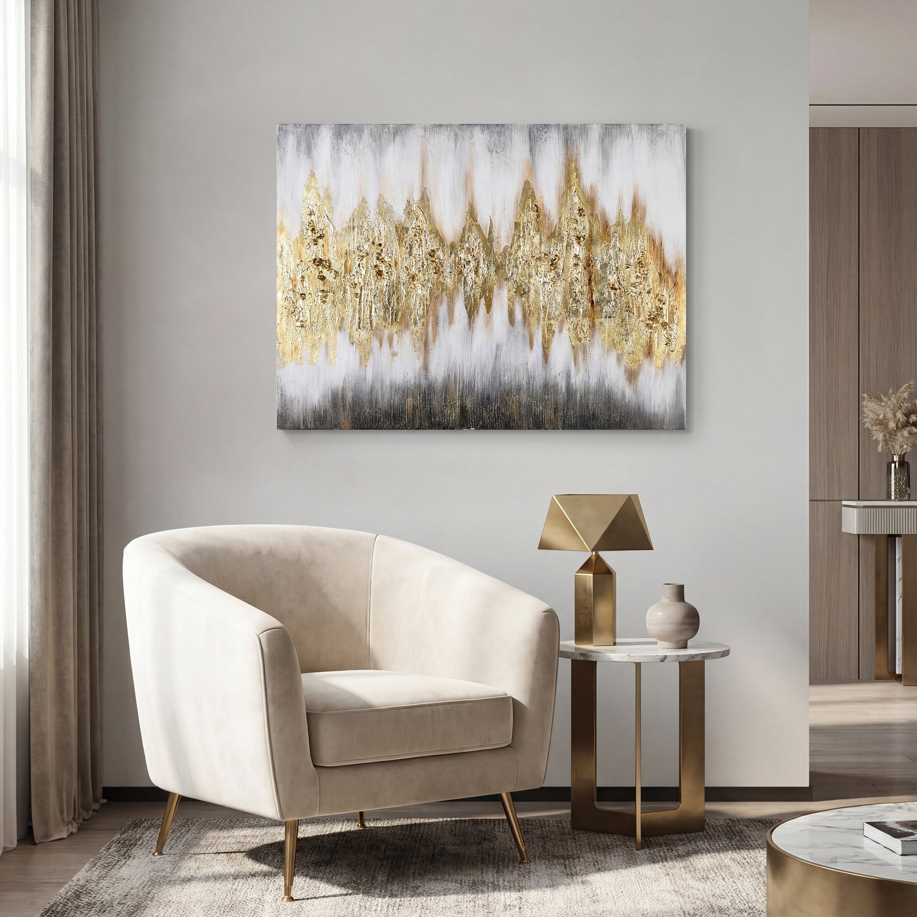 Gold Abstract Textured Metallic Hand Painted Wall Art by Martin Edwards