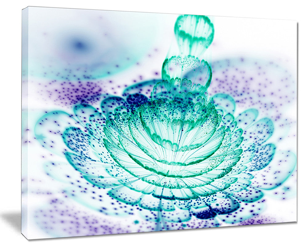 "Glossy Light Blue Fractal Flower" Floral Wall Art Canvas, 40"x30"