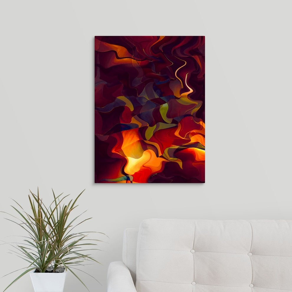 "Odyssey in Vermillion" Wrapped Canvas Art Print, 18"x24"x1.5"